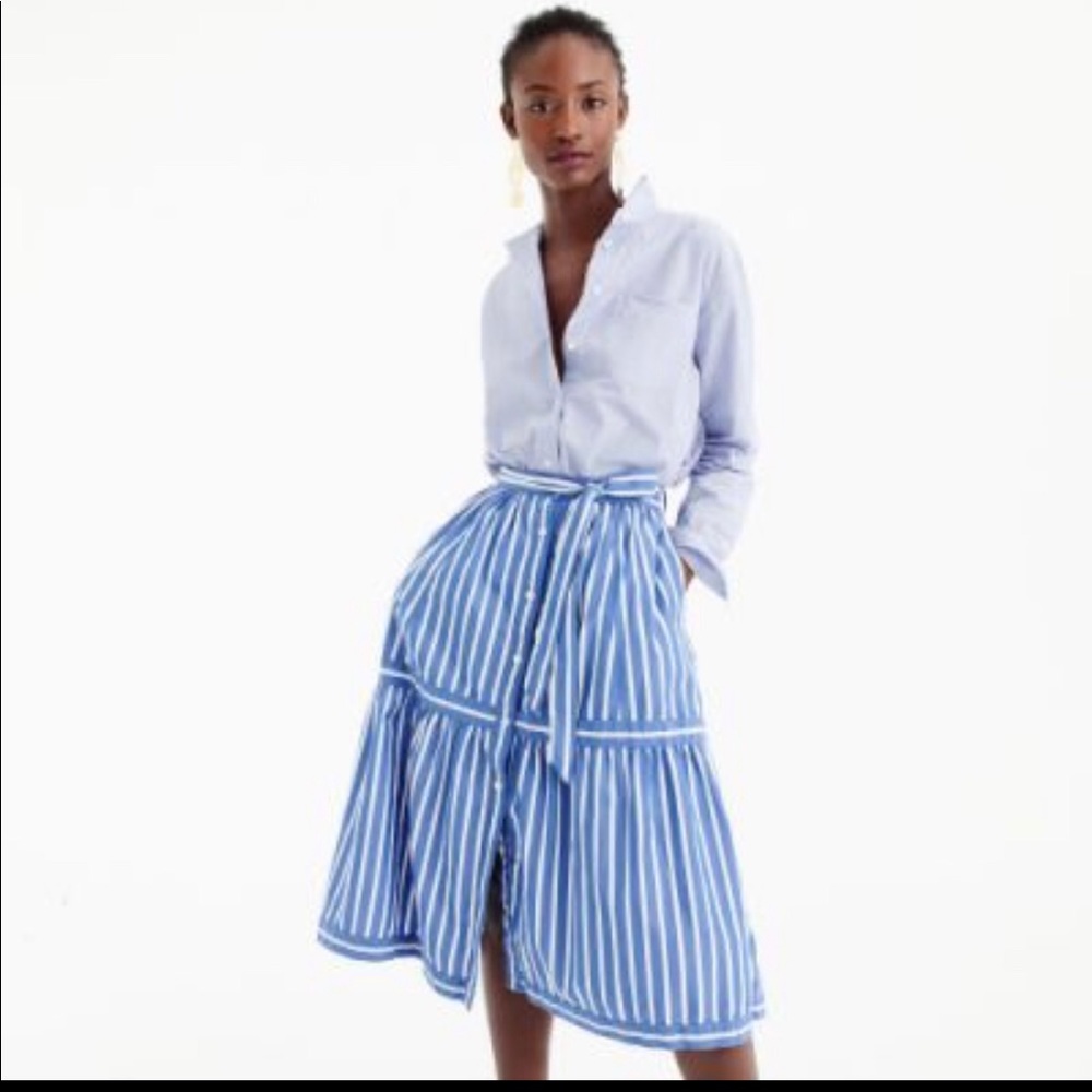 Jcrew button front striped skirt Sz 00